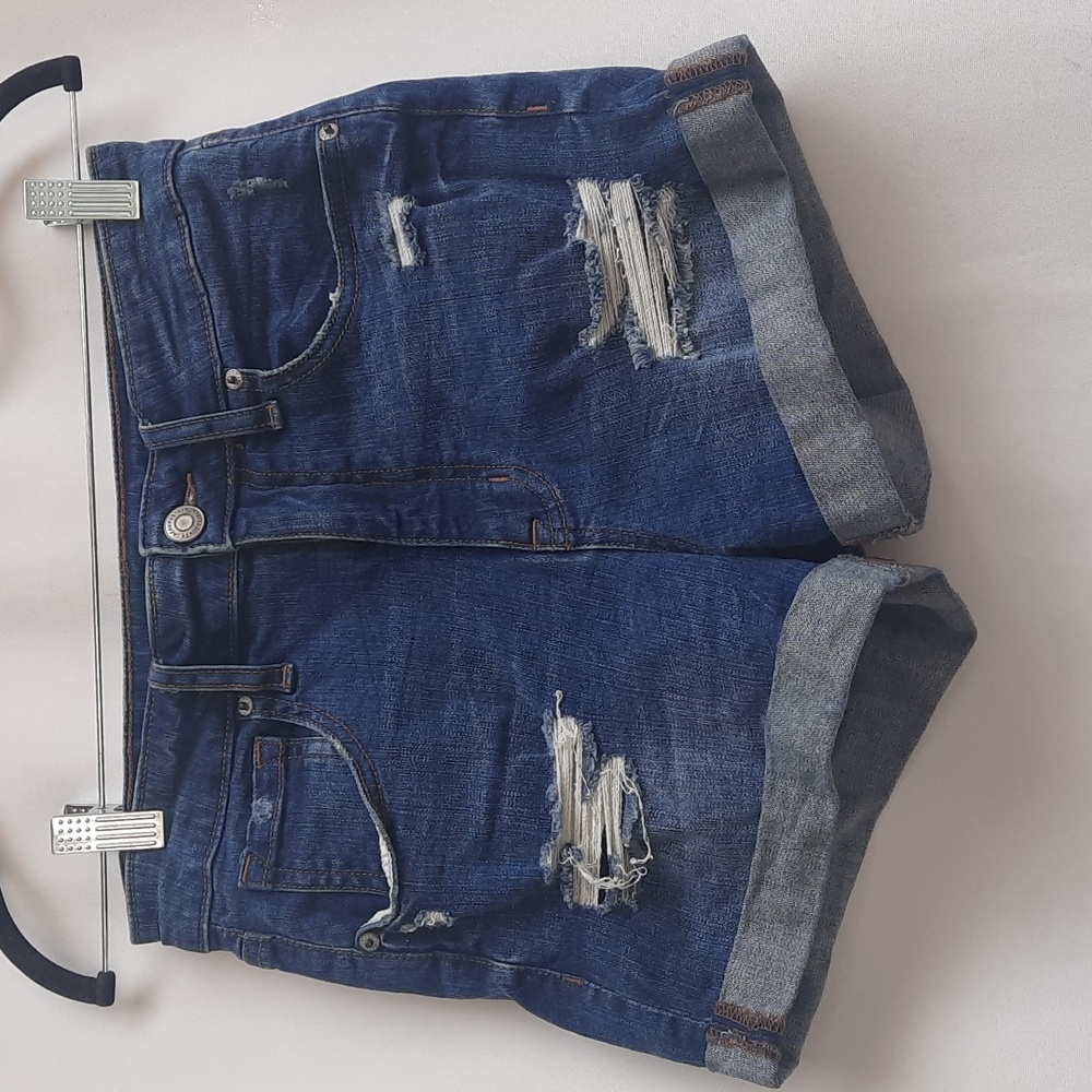Aero Super High Rise Distressed Midi Jean stretchy Shorts